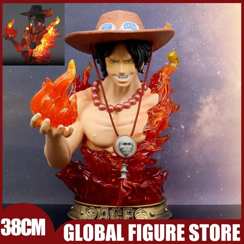 38cm One Piece Sabo Portgas D Ace Action Figures Flame Bound Battle Anime PVC Model Statue Desktop Decoeation Dolls Gifts Toys