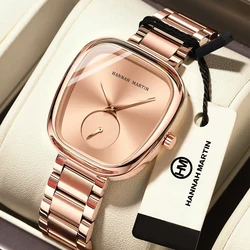 Montre-bracelet à quartz narpour femme, tonneau de vin, or rose, chronomètre noir, style minimaliste à la mode, montres pour femme, 34mm, nouveau, 2023