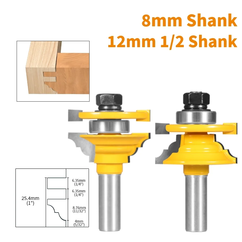 

8MM 12MM 12.7MM Shank Stile Rail Assembles-Classical Router Bit Woodworking Milling Cutter For Wood