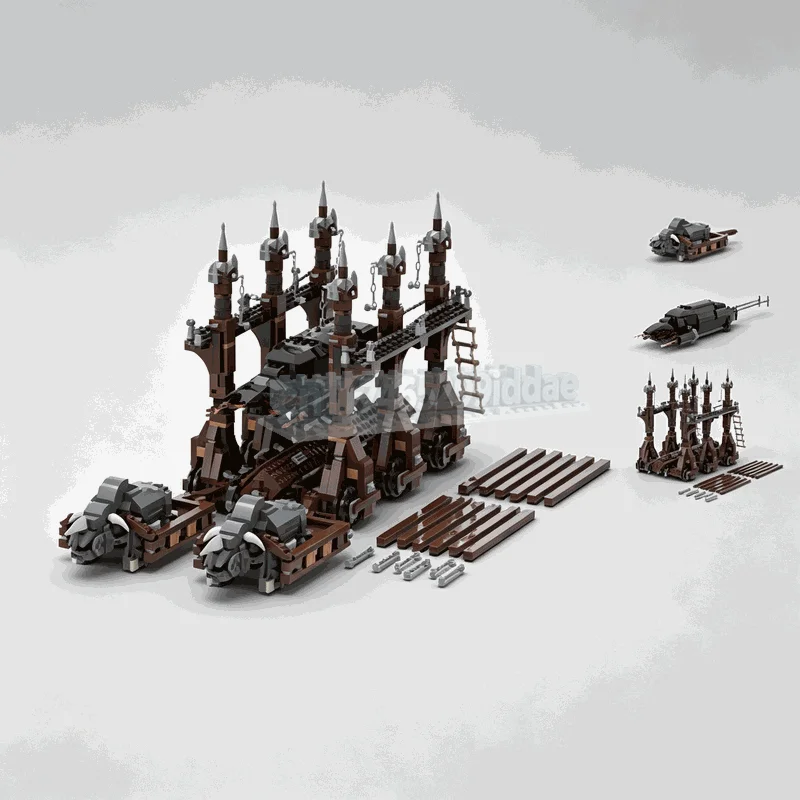 1535PCS Battering Ram Grond MOC Medieval Siege Model Custom Puzzle Building Blocks DIY Creative Assembly Educational Toy Gifts