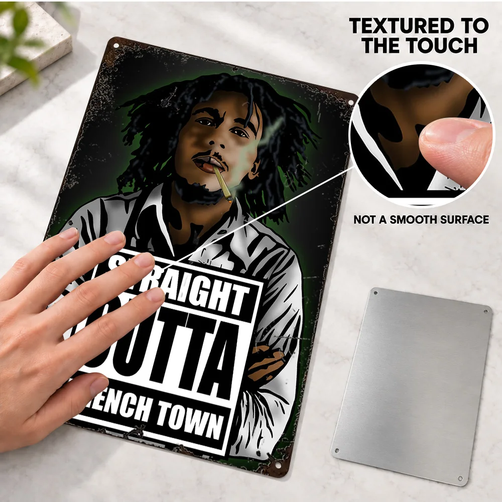 Bob Marley Trench Town Quote Printed Poster Personalized Aluminum Metal Sign Retro Graphic Wall Art For Home Listening Lounge