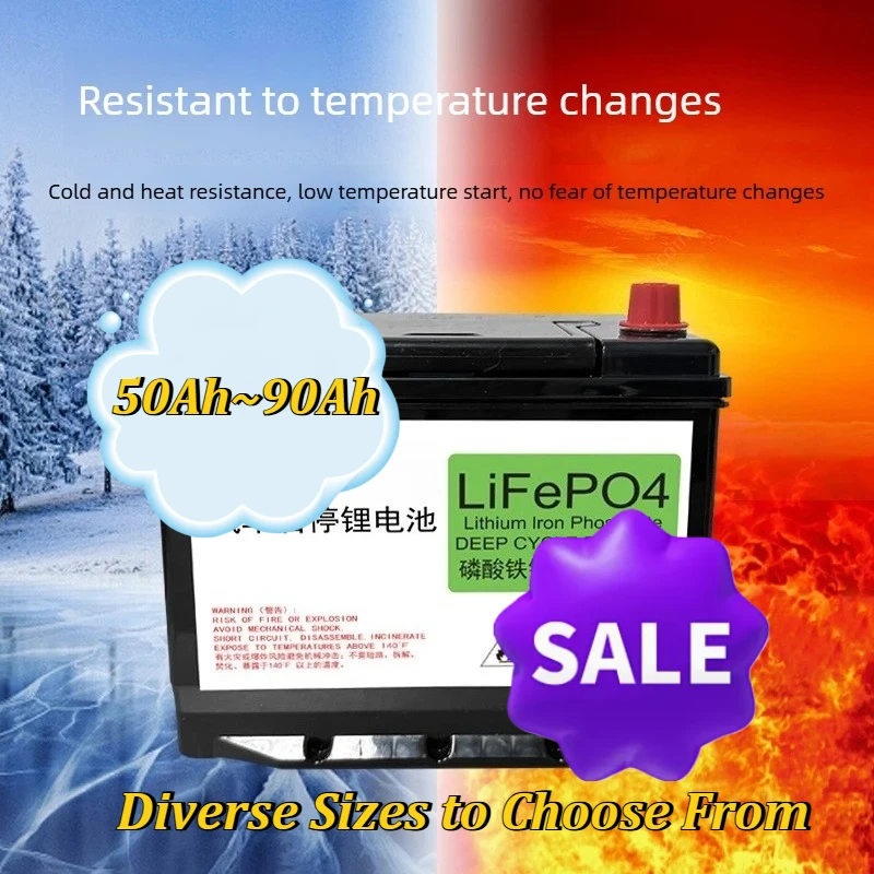 

LiFePO4 Car Starter Lithium Battery 12V 90Ah for Golf Cart,Solar Power System,Trolling Motor Phosphate Scooter Engine Battery