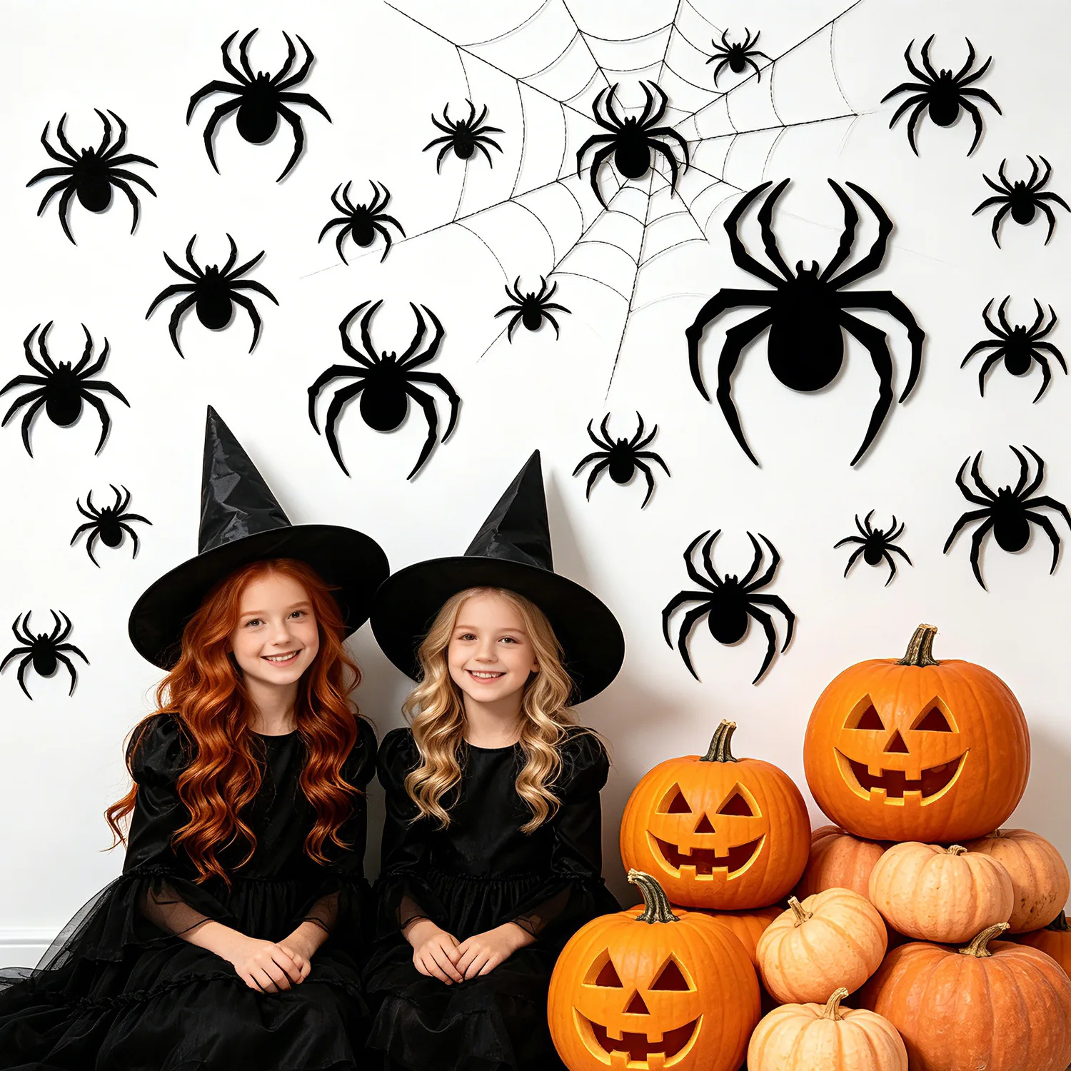 3D Black PVC Bat Spider Wall Stickers Scary Halloween Decorations Party Props DIY Home Bar Room Spooky Ornament Supplies