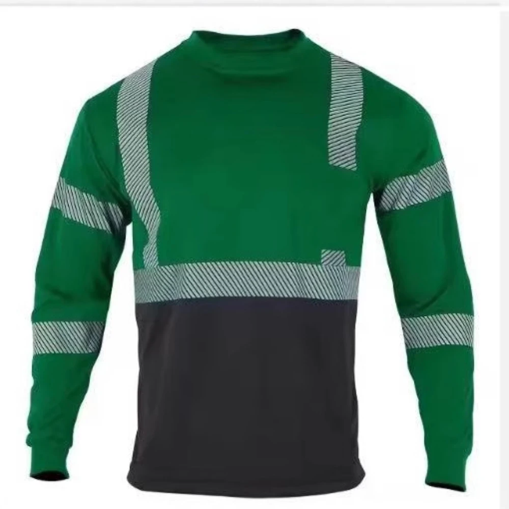 

Men's high-visibility construction workwear, including reflective safety T-shirts and vest labor protection clothing.