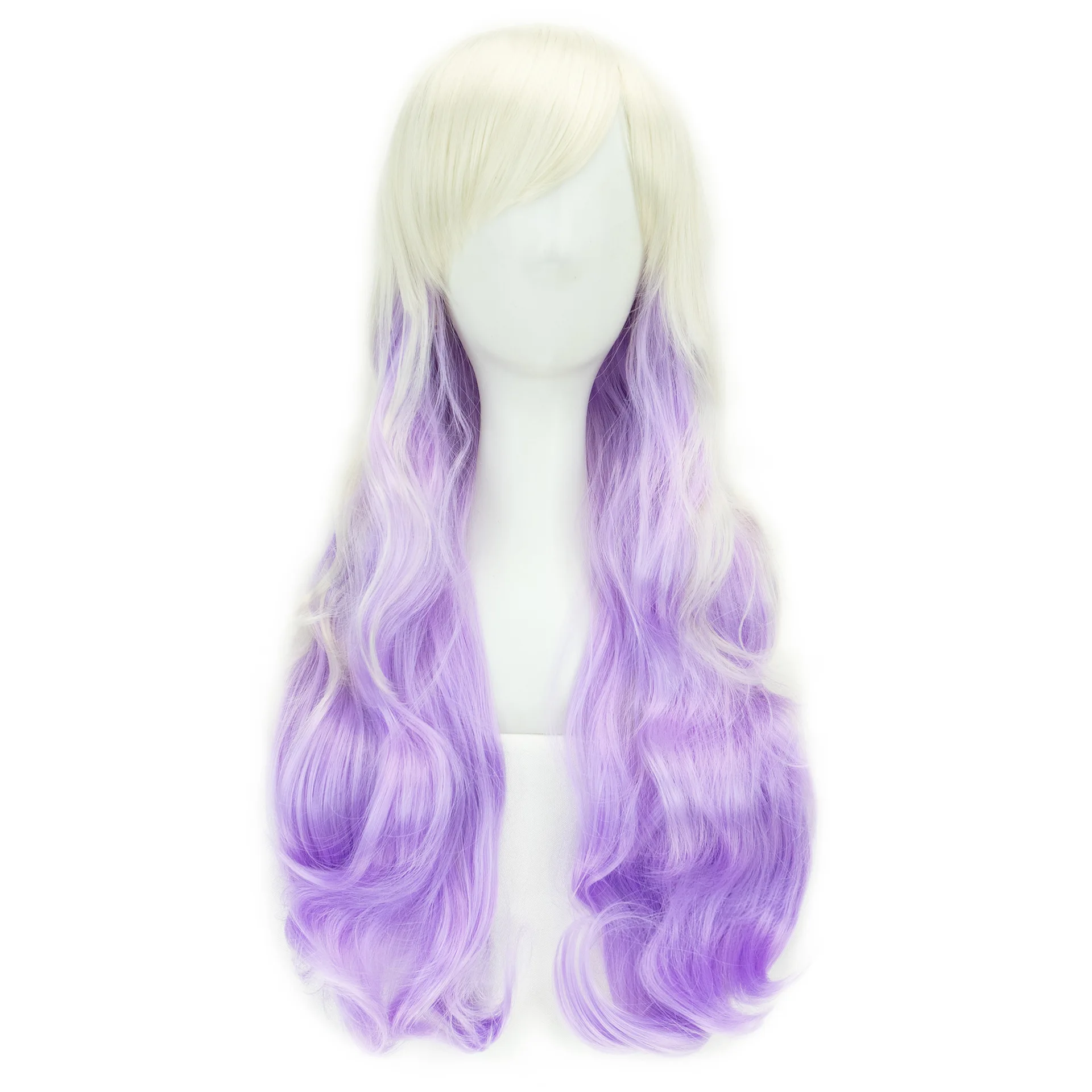 Cosplay Harajuku Perücke Farbverlauf Farbe Frauen langes lockiges Haar Stirnband