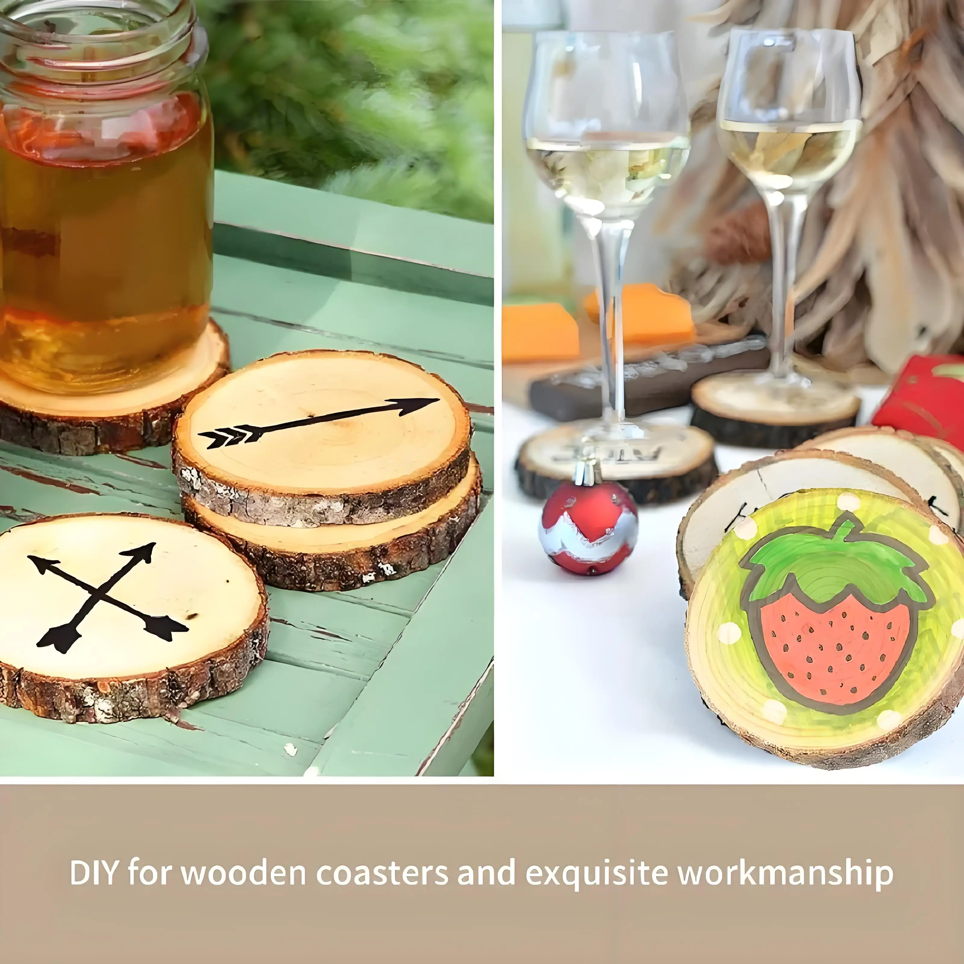 10 قطعة 12-14 سنتيمتر الصنوبر الطبيعي شرائح خشبية مستديرة غير مكتملة الدوائر مع شجرة النباح سجل أقراص Crafts بها بنفسك الحرف حفل زفاف اللوحة #2