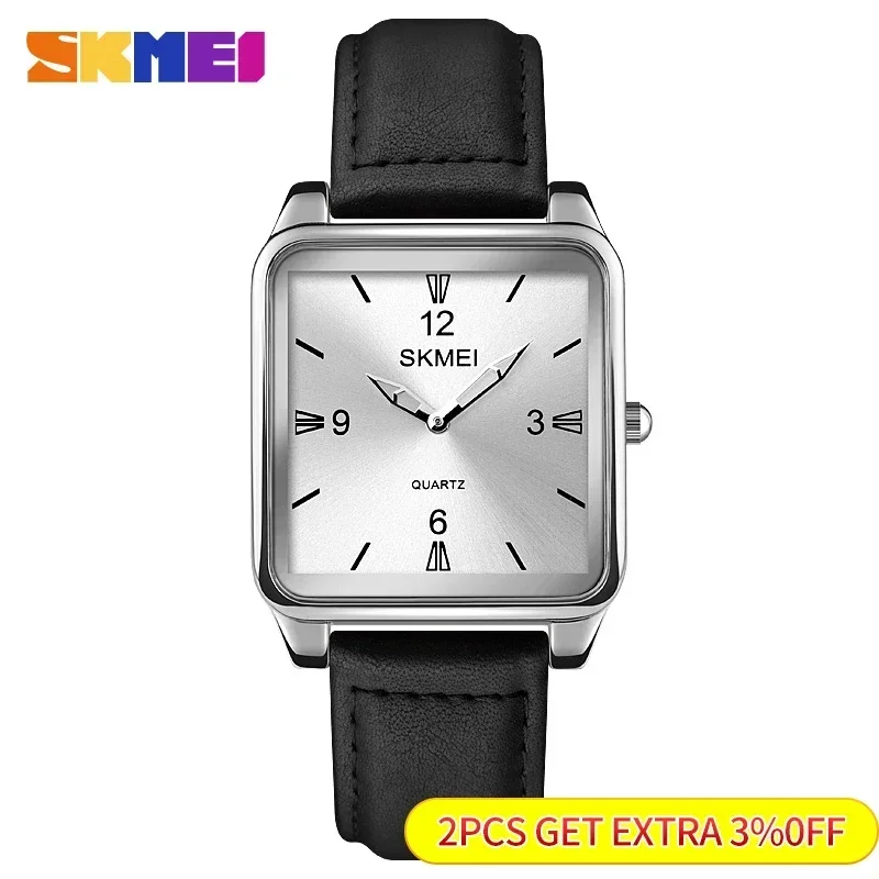 SKMEI Mens Quartz Wristwatches Waterproof Watches For Male Gift reloj hombre 1603 Fashion Square Dial Design Men Watch