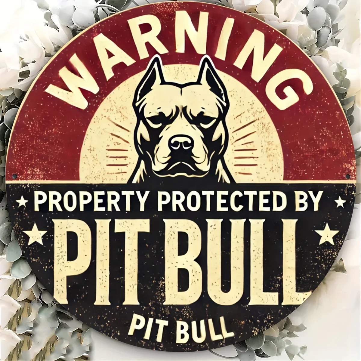 2D Metal Sign Warning Property Protected By Pit Bull Vintage Retro Dog Guardian Tin Sign Home Garden Security Wall Art Decor For