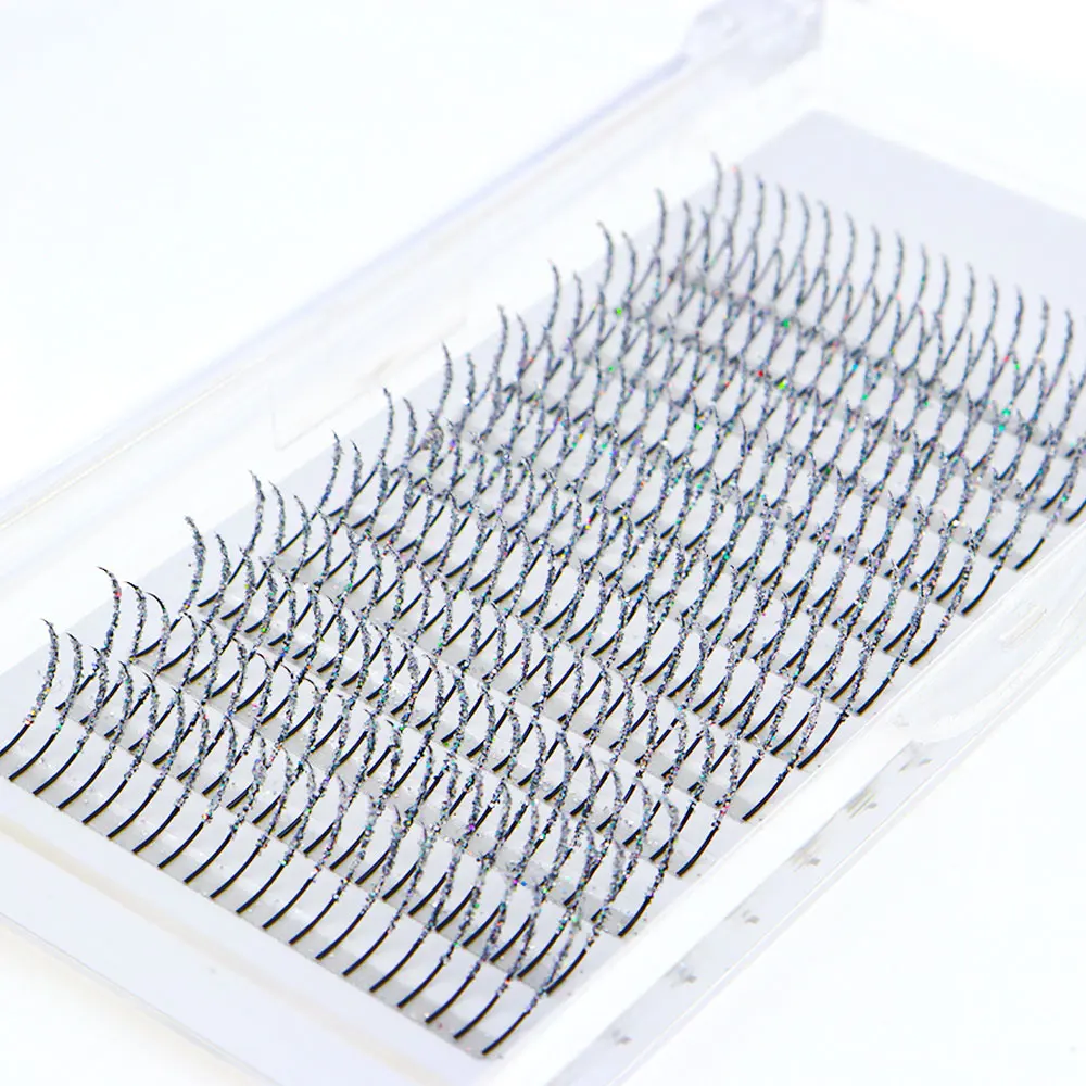 Srebrne Diamentowe Rzęsy Wróżki Błyszczące 240 szt. Halloween Boże Narodzenie Randka Impreza Makijaż Przedłużanie Rzęs Rzęsy Wróżki z Efektem Różdżki