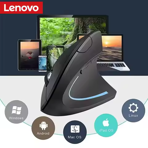 Lenovo Wireless Vertical Mouse Rechargeable Personalised Side Grip Ergonomic Bluetooth 2.4G Silent Gaming PC Computer Mouse