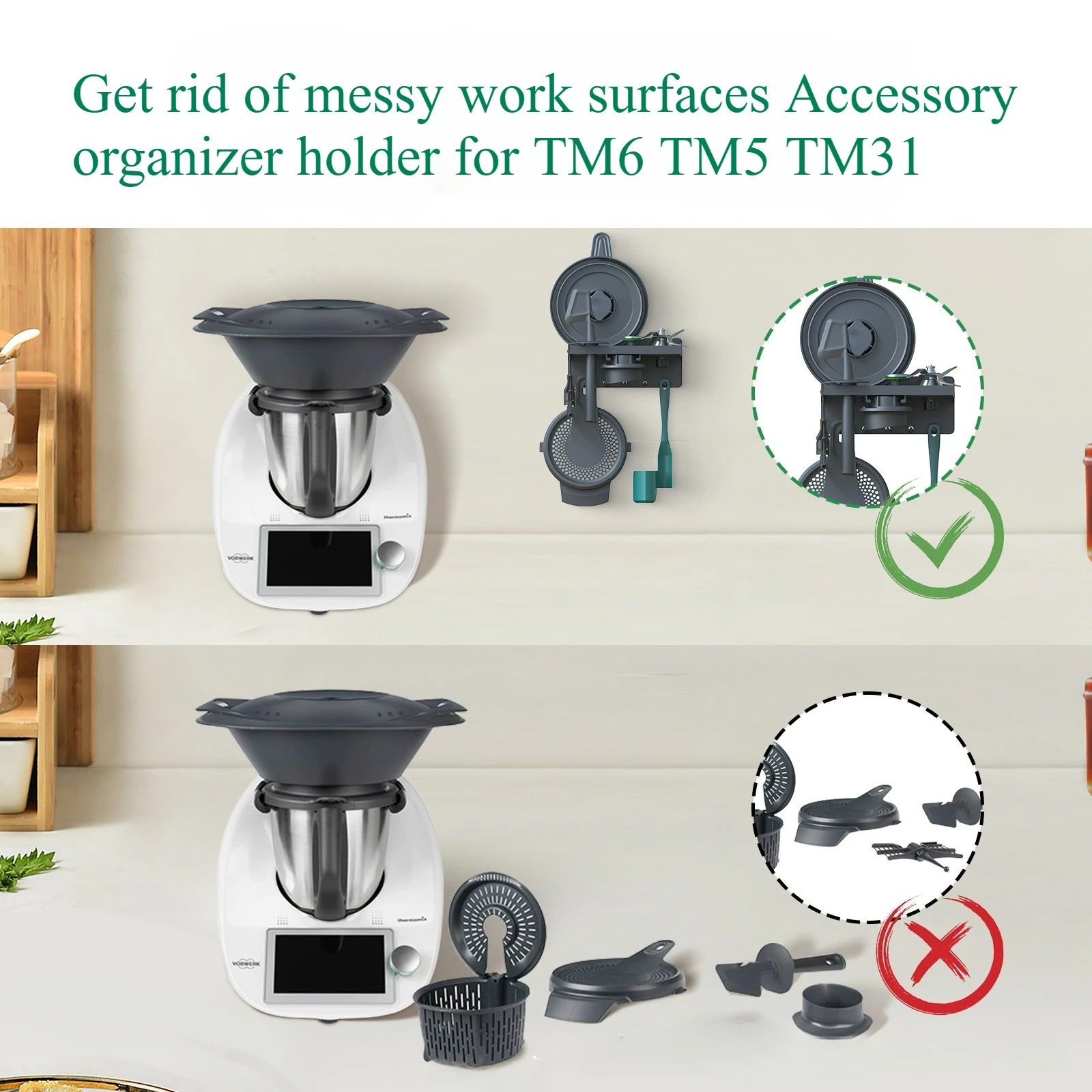 رف تخزين لملحق Thermomix TM31 TM5 TM6 Butterfly Stick متعدد الاستخدامات