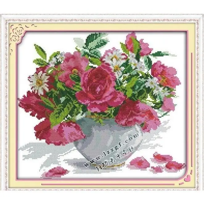 Customized handmade vase with rose cross embroidery, expected to be delivered in 2-4 months, featuring high-quality embroidery