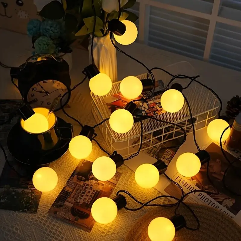 1PC LED Solar Light String,Outdoor White Balls Decoration Lights Hanging Lights For Garden,Yard,Patio,Balcony,Camping&Holidays