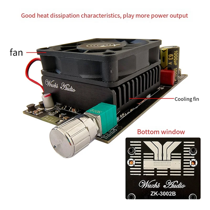

CABE-ZK-3002B Digital Audio Power Amplifier Board TPA3255 Stereo Amp 300Wx2 2.0 Dual Vocal Tract Sound Amplifier Easy Install