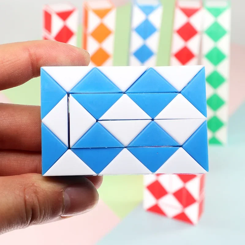 مكعب ألغاز ثعبان سحري صغير مكون من 24 قطعة - لعبة مسطرة قابلة للطي للأطفال في حفلات أعياد الميلاد هدية لتخفيف التوتر حشو بيناتا #4