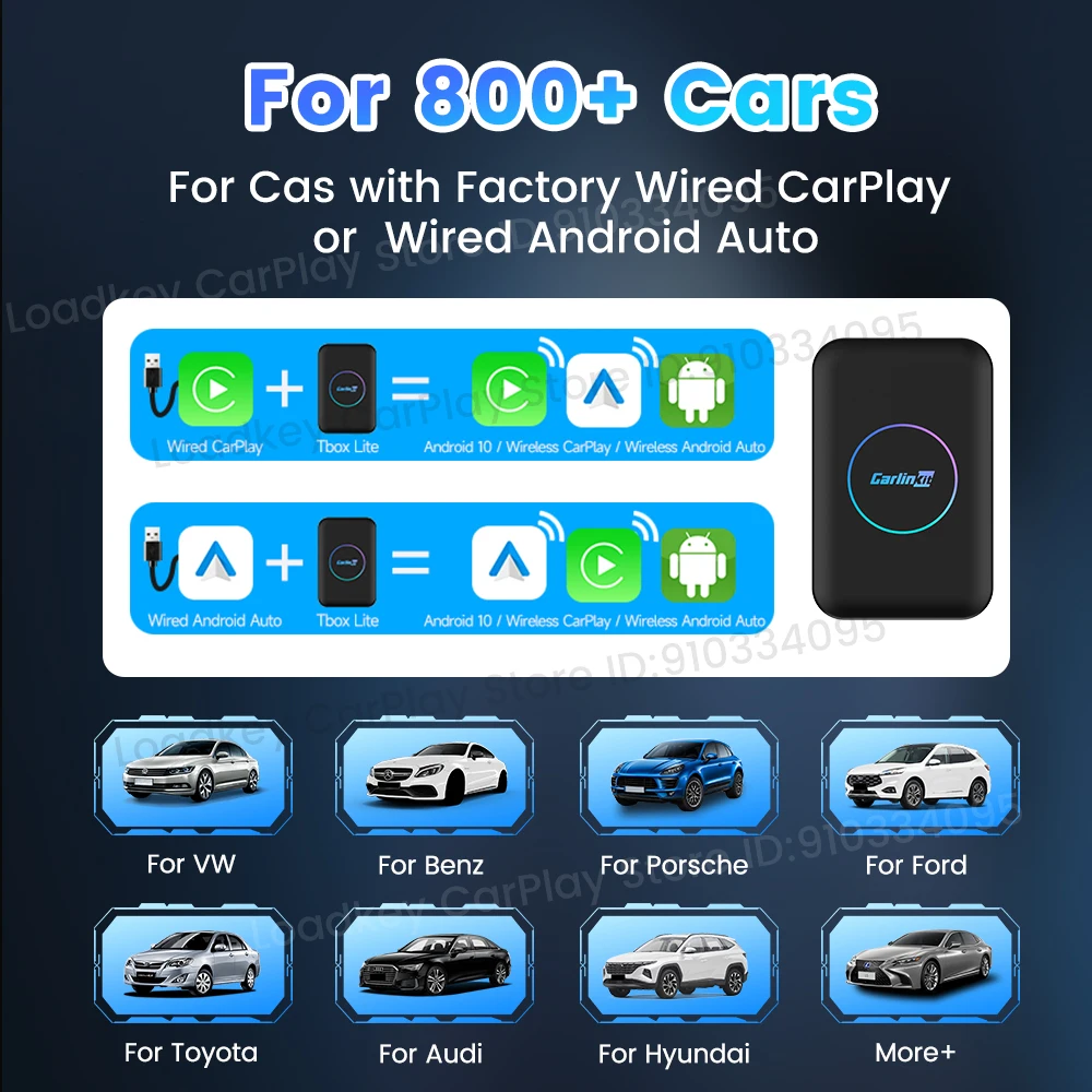 Nuovo Carlinkit Android Auto Adattatore Wireless Led Smart Tv Box Lettore Auto Android Auto 32GB Per Toyota Mazda Peugeot Audi Mercedes