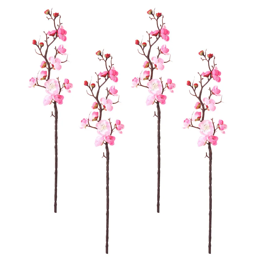 

4 Pcs Simulation Plum Blossom Fake Flowers Home Decor Japanese Style Wedding Party Silk Material Living Room Porch
