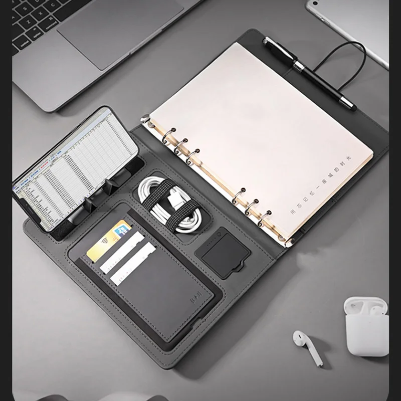 Imagem -02 - Inteligente Digital a5 Notebook Planejador de Viagens de Negócios Padfolio com 8000m P-bank Usb-disco Suporte Móvel Rack Recarregado Bloco de Notas Novo