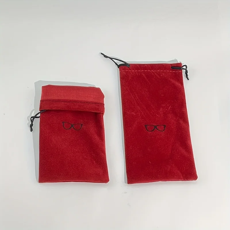 5/10 Stück Modische Tragbare Brillenetuis Brillenzubehör Weiche Brillentaschen Sonnenbrillen-Taschen Einfarbige Kordelzugbeutel – Detail 2