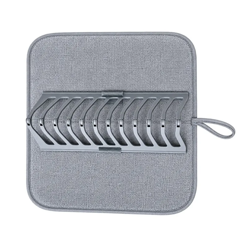 Dish Drying Mat With Stackable Shelf Countertop Organizer Super Absorbent Dish Drying Rack Folding Dish Drainer Mat