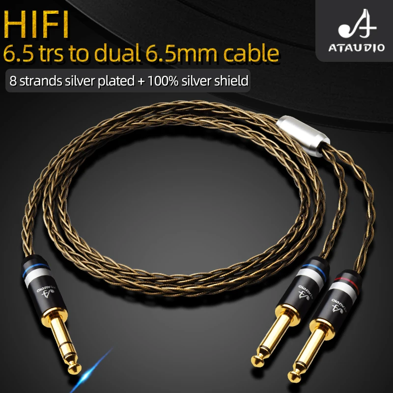 

Аудиокабель Hi-Fi 6,5-6,5, Hi-end OCC с посеребренным покрытием, 6,5 TRS на Dual 6,5 TS Jack, профессиональный Hi-Fi кабель для усилителя
