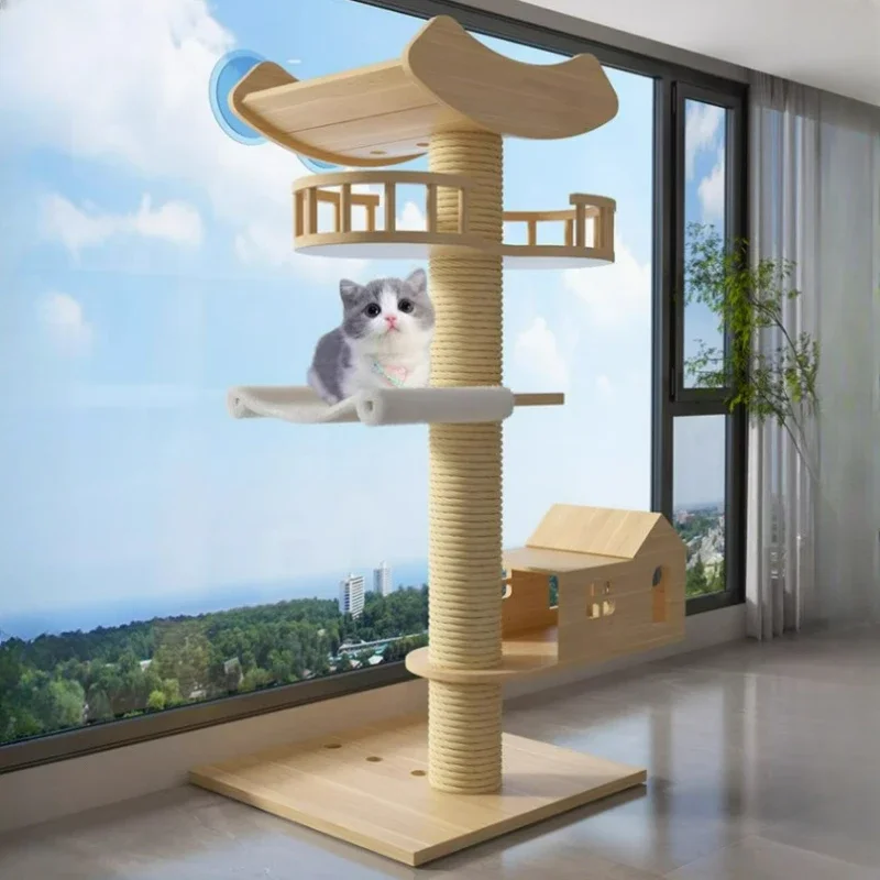 Imagem -03 - Grande Cat Climbing Frame Multi-story Cat Coçar Post Casa Multifuncional Brinquedo Cat Climbing Villa de Luxo