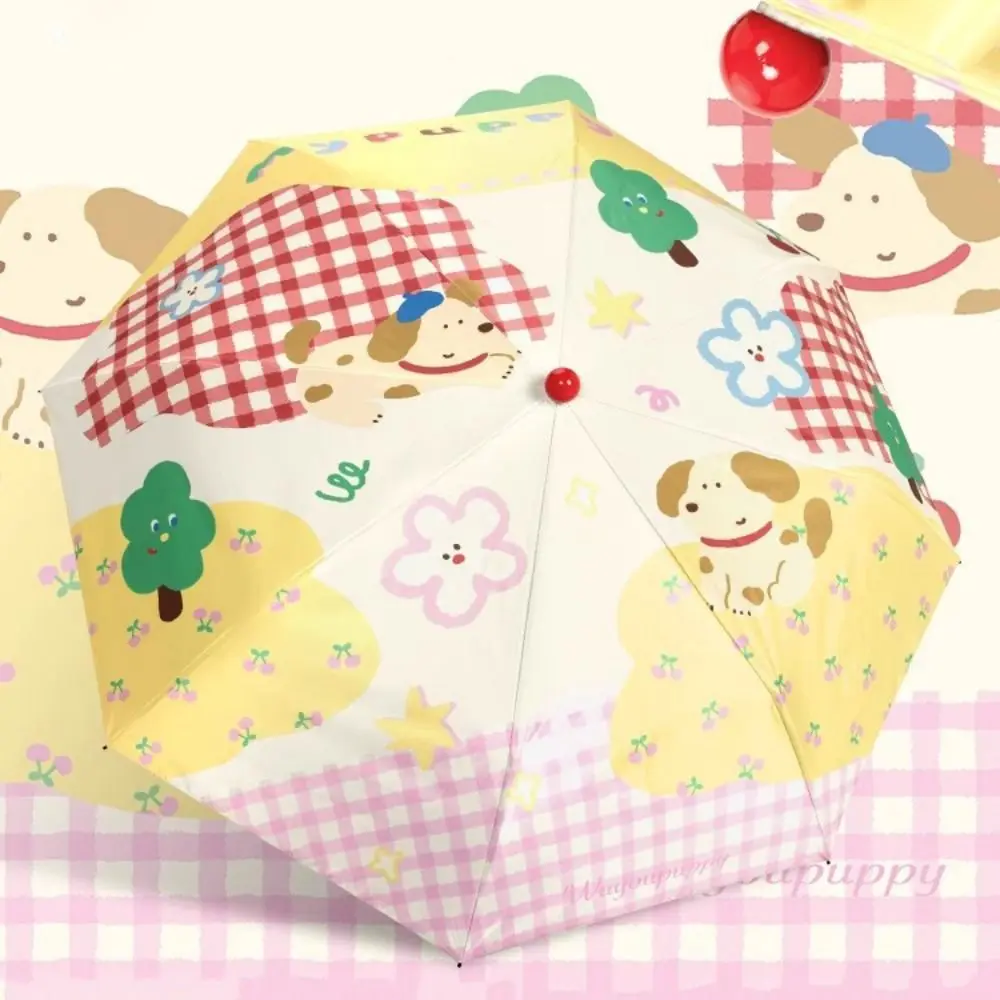 

Portable Dog Pattern Sunshade Umbrella Automatic/Manual Hook Handle Folding Umbrella Cartoon Outdoor Travel Umbrella Summer