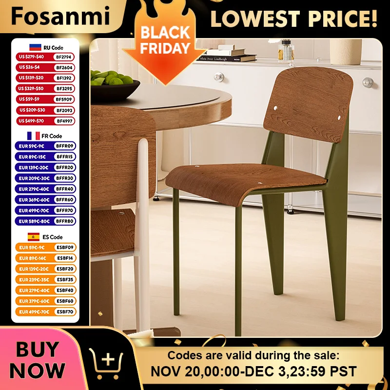 

Minimalist Wood Dining Chairs with Steel Frame Modern Kitchen Curved Back Table Chair Home Cafe Restaurant Sturdy Dinner Chair