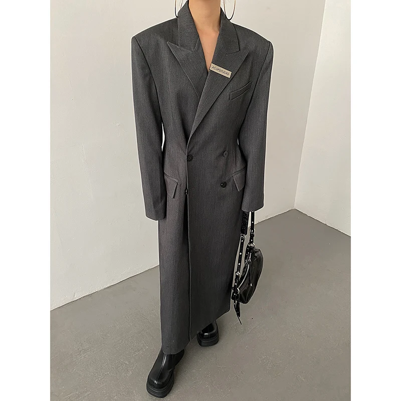 Korean Designer High -level Long -level Waist -waist Suit Style Women's Clothing Trendy Temperament, Loose Long -sleeved Jacket