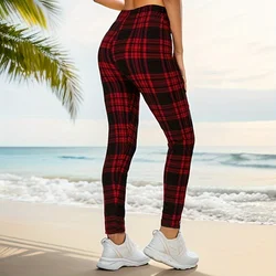 Black and Red Checkered WOMEN'S Sports and Fitness Leggings