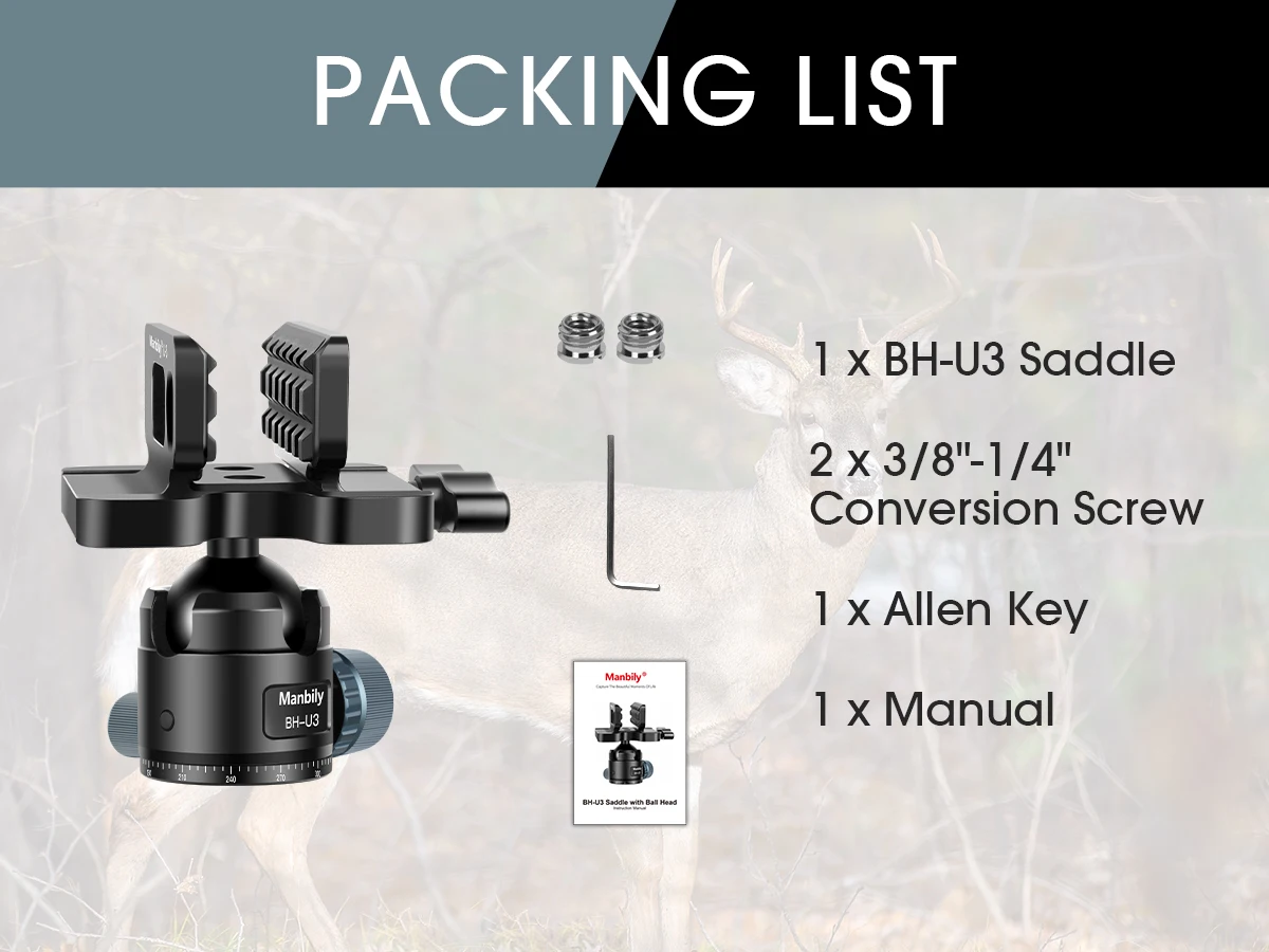 Manbily BH-U3 360 ° Kugelkopf für Jagdgewehr-Stativ, Satteladapter-Clip für präzises Schießen, Outdoor-Stativklemme, 44-mm-Kopf – Detail 8