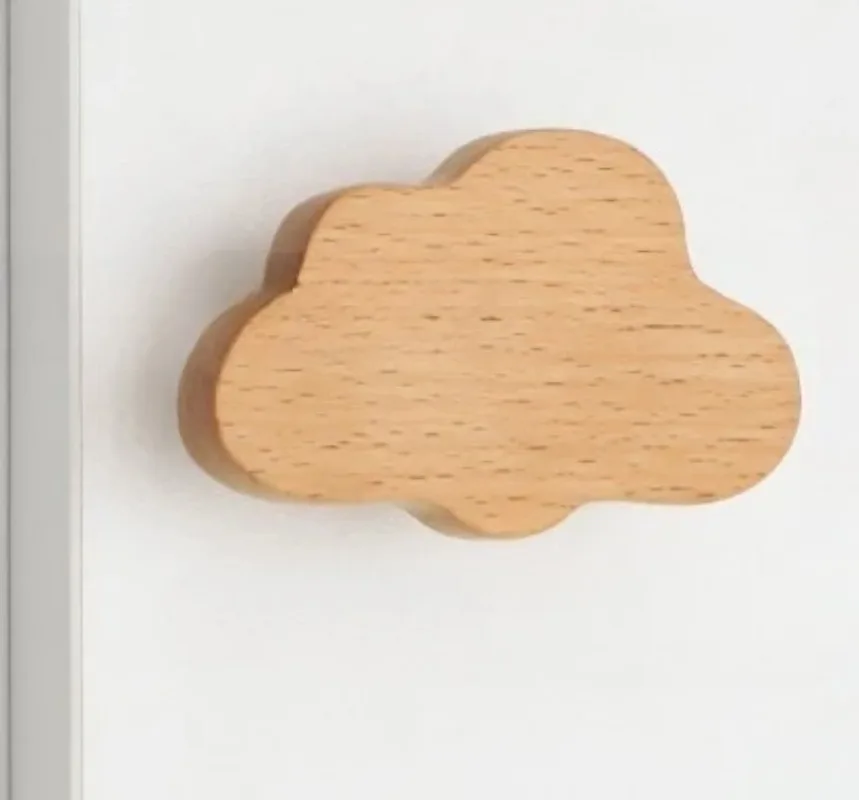 Boho Dresser Knobs- 12 Pack Beech Wood Drawer Knobs Cloud-Shaped Wooden Dresser Pulls for Cabinets, Furniture