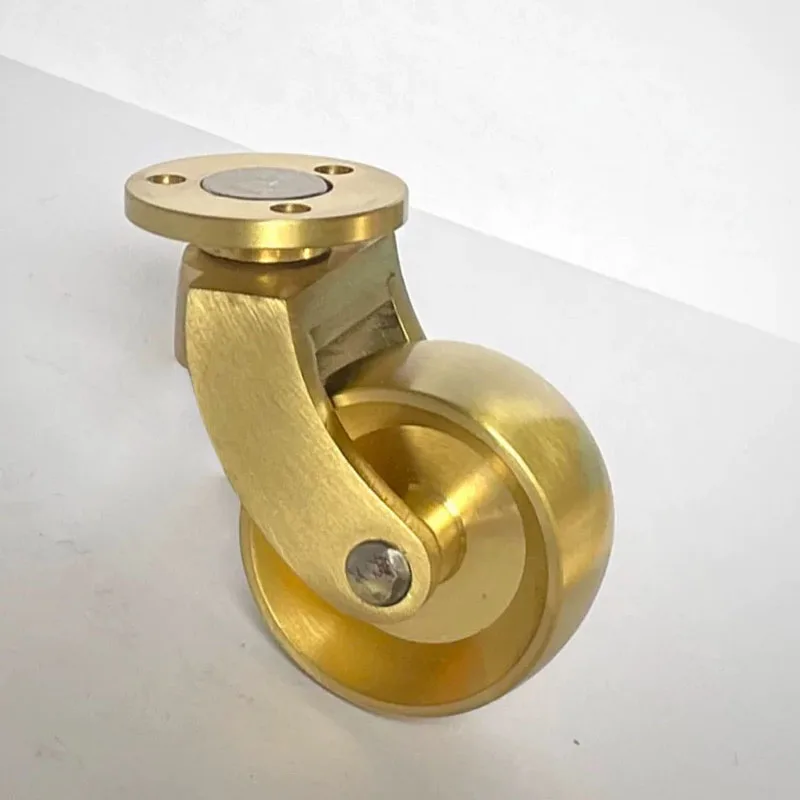 2PCS Solid Brass Swivel Caster Wheels Vintage Furnitur 360° Rotate Plate Mount Castors 35mm for Wooden Cabinet Sofa Piano Table