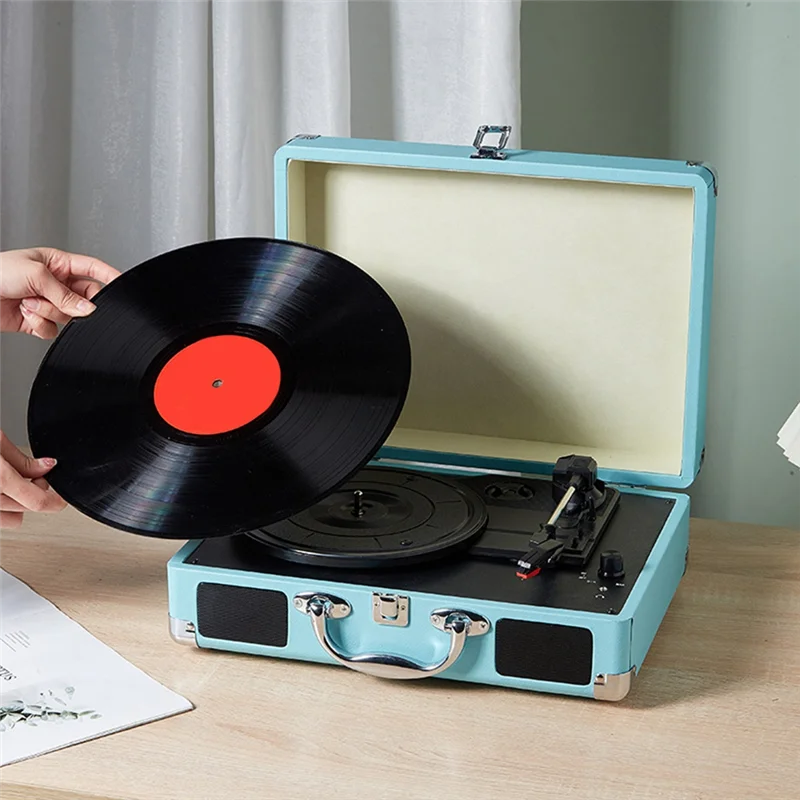 B44C Portable Vinyl Phonograph Player With USB Bluetooth Speaker PC Recording Functionality