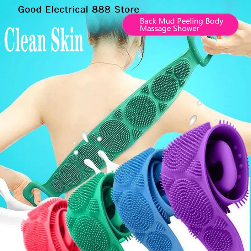 1pcs Body Sponge Silicone Back Brushes Bath Towels Scrubber Rubbing Back Peeling Massage Shower Belt Extended Skin Clean Brushes