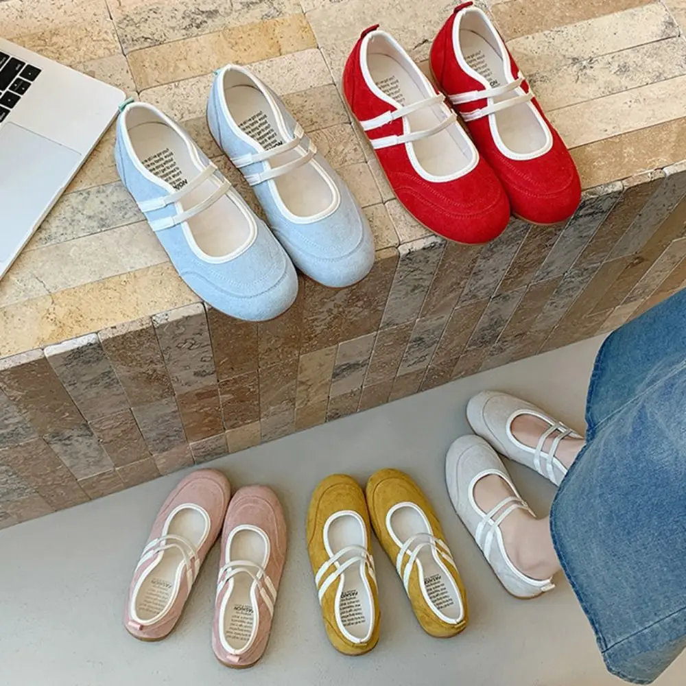 أحذية ماري جين المضادة للانزلاق ملابس الشارع أحذية راقصة الباليه على الطراز البريطاني الفرنسي من الجلد الصناعي أحذية فردية للفتيات #2