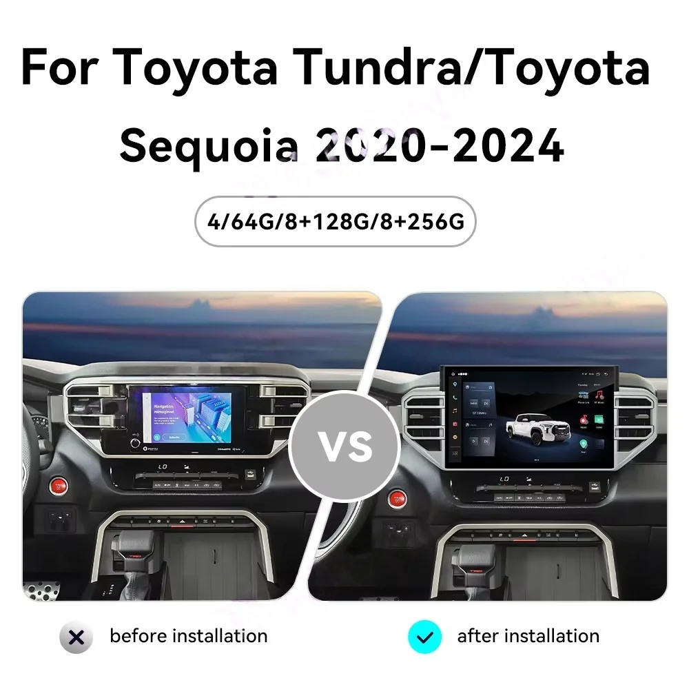 For Toyota Tundra Sequoia 2020-2025 14.6-inch Android 13 car Radio Multimedia Player GPS Navigation Carpet  Wireless Android car