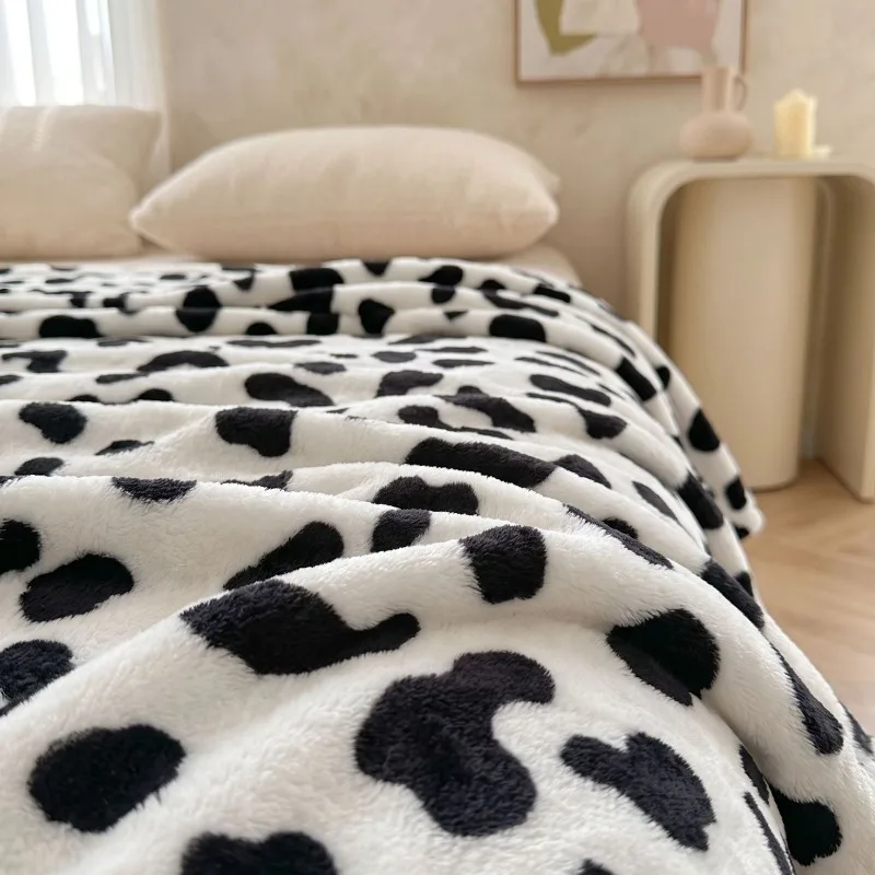 Leopard Print Floral Fleece Blanket Coral Fleece Dormitory Lunch Break Multi-functional Blanket Sofa Small Blanket