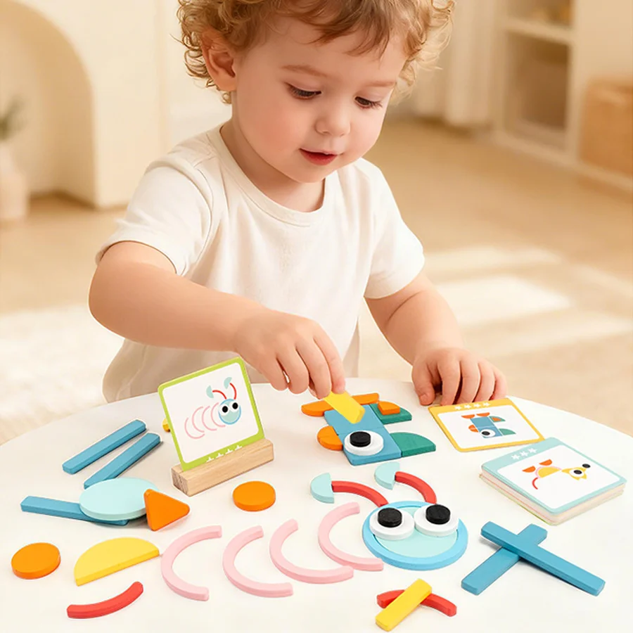 Wooden Creative Sticks Geometry Puzzle Intelligence Game Montessori Early Childhood Educational Toys For Children 3 Year Old