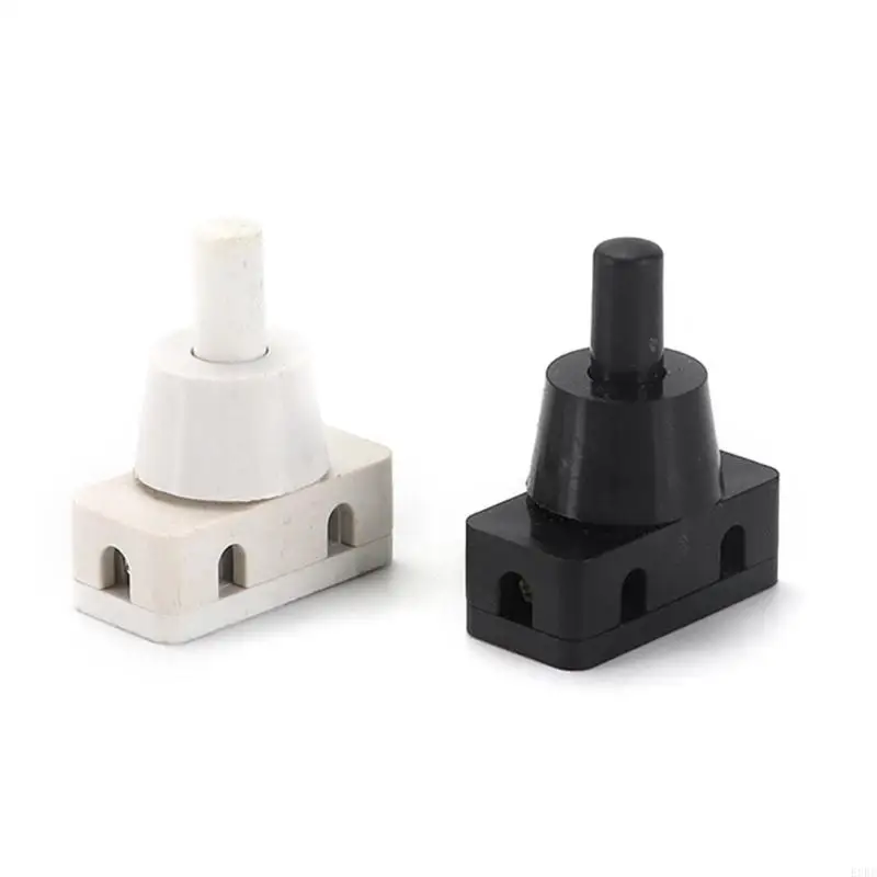 AC250V ON/OFF Push Button 2 Pins Latching Pressure for Industrial Field Mini Power Switches White/Black