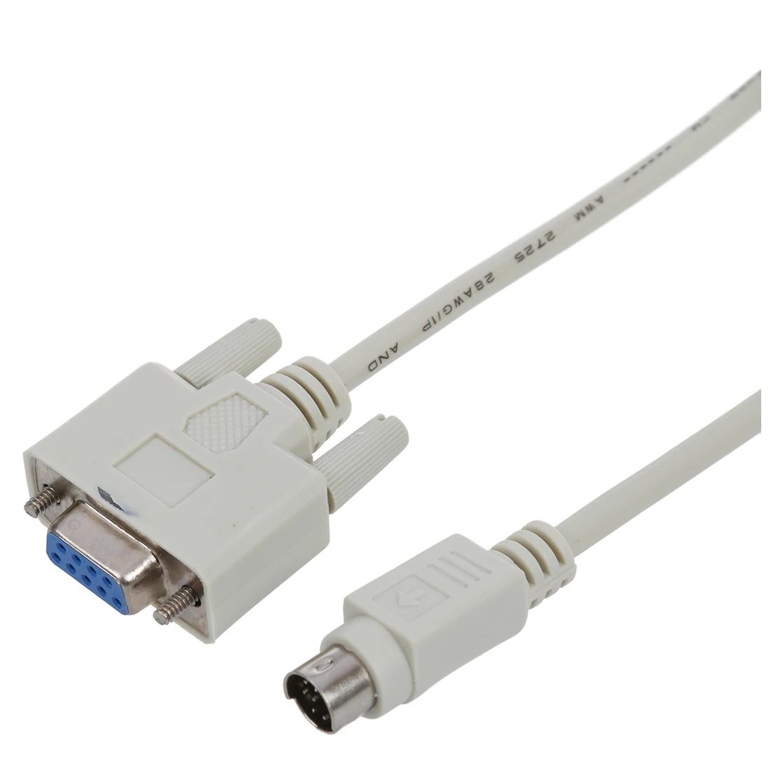 DB9P to 8P Mini Din RS232 Download Cable White 8.2 Ft for PLC DVP-EH