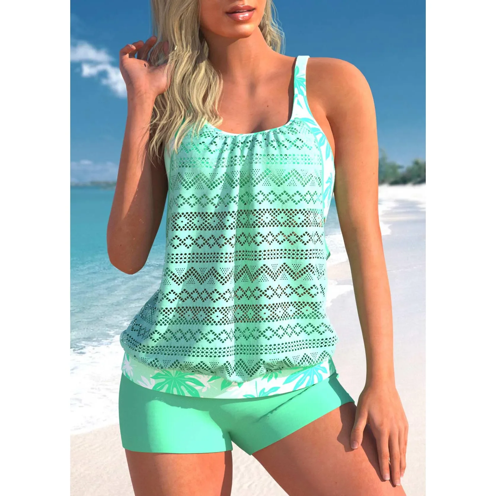 2023 Zomer Nieuwe Modeprint Badmode Dames Hoge Taille Sexy Badmode Dames Tweedelige Badmode Tankini Badmode Strandkleding