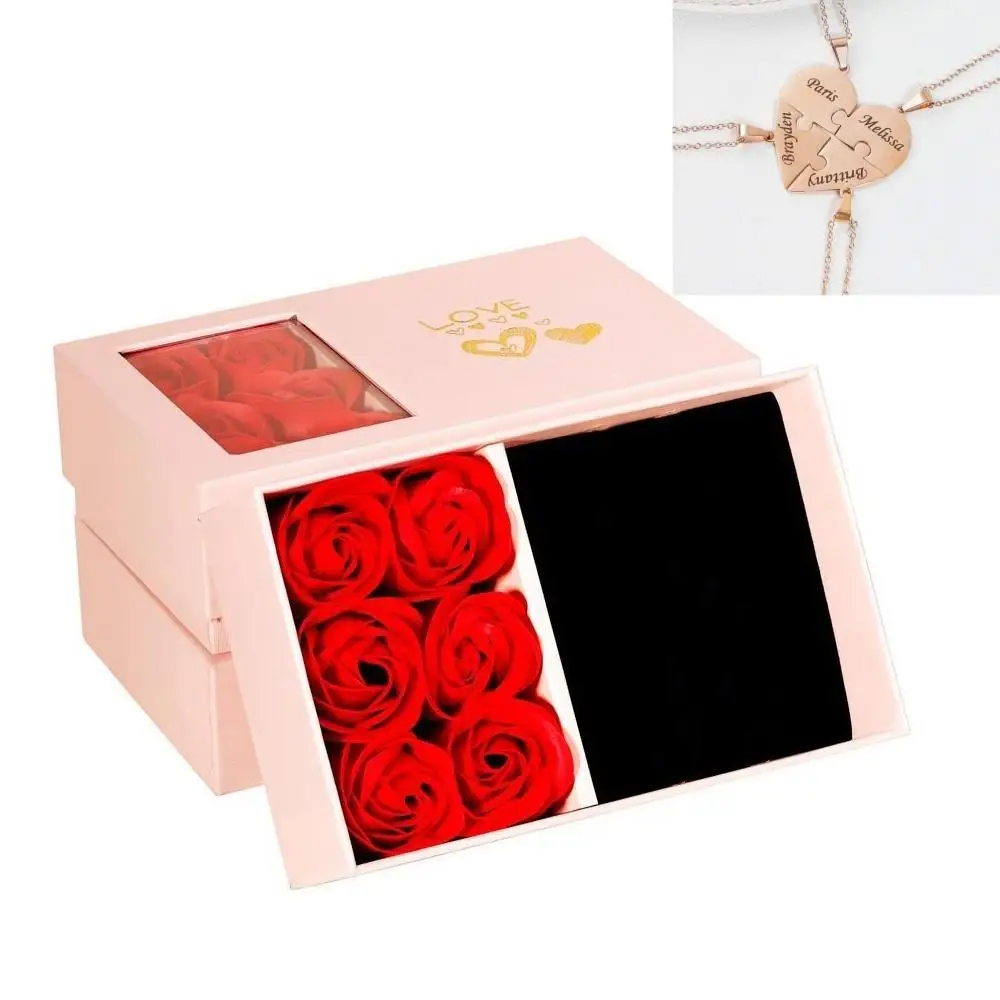 

Personalized Heart Puzzle Pieces Necklace Puzzle Name Heart Pendants Family Love Jewelry Free Engrave Friendship Necklaces Set