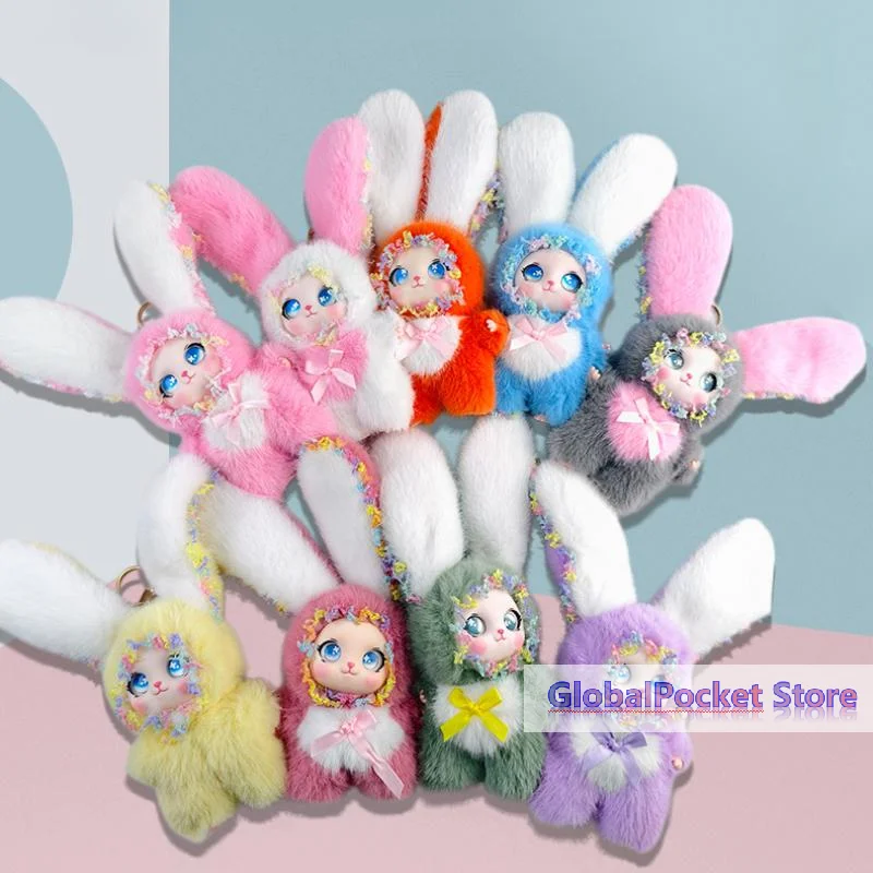 [TG823]Sweet Fairy Style Lace Rabbit Plush Vinyl Doll Keychain For Backpack Pendant Hanging Ornament Birthday Gift