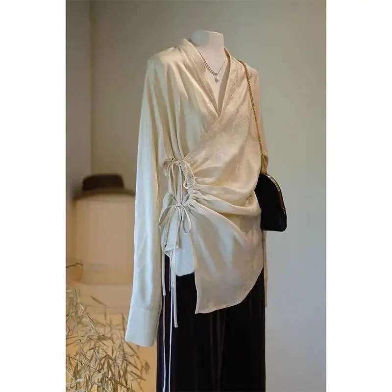 

New Chinese Style Dressing Improved Chinese Style Niche High-end Super Good-looking Button Up Shirt Women's Spring and Autumn