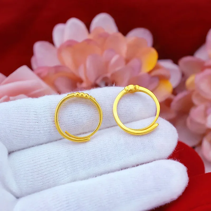 9999 Real Gold 24K Japanese and Korean Fashion 520 Love Ring 1314 Ring