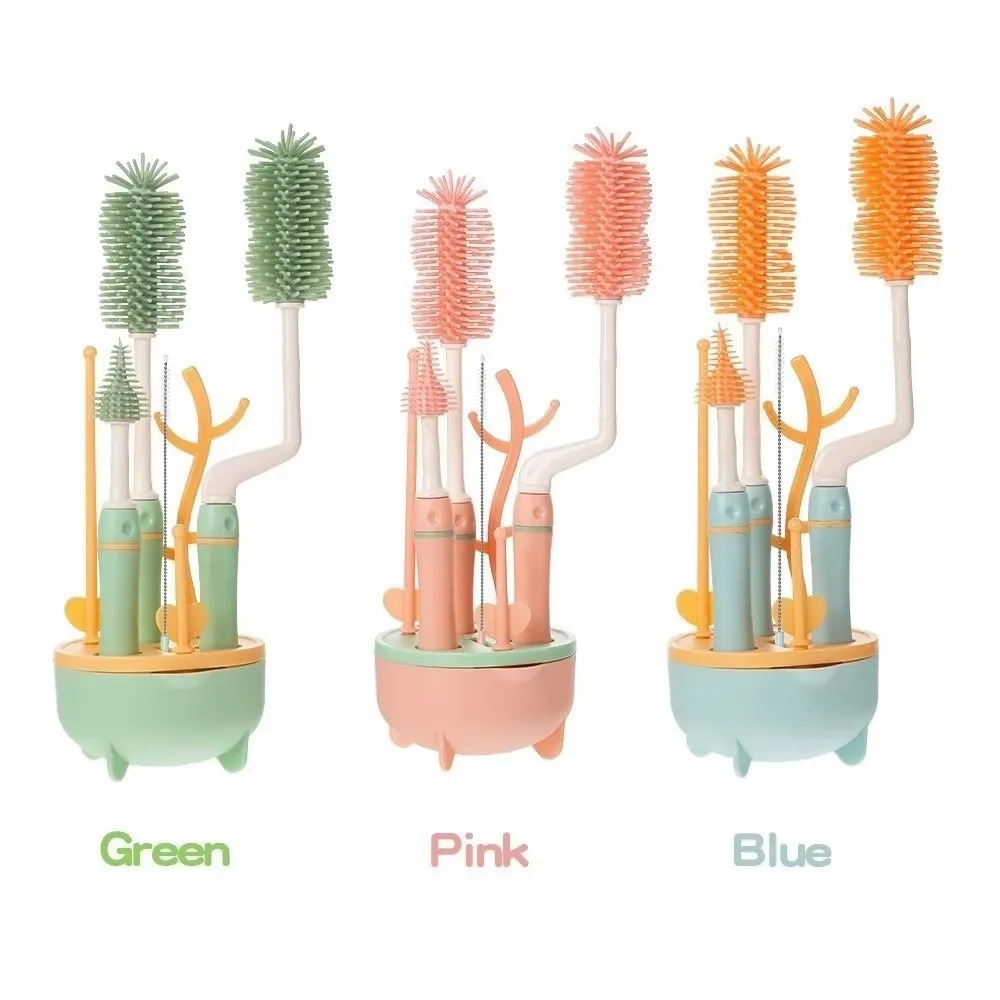 Soft Head Baby Bottle Cleaner Set Long Handle 360 Degree Rotation Bottle Cleaning Brush Handheld Nipple Dropper Baby Product