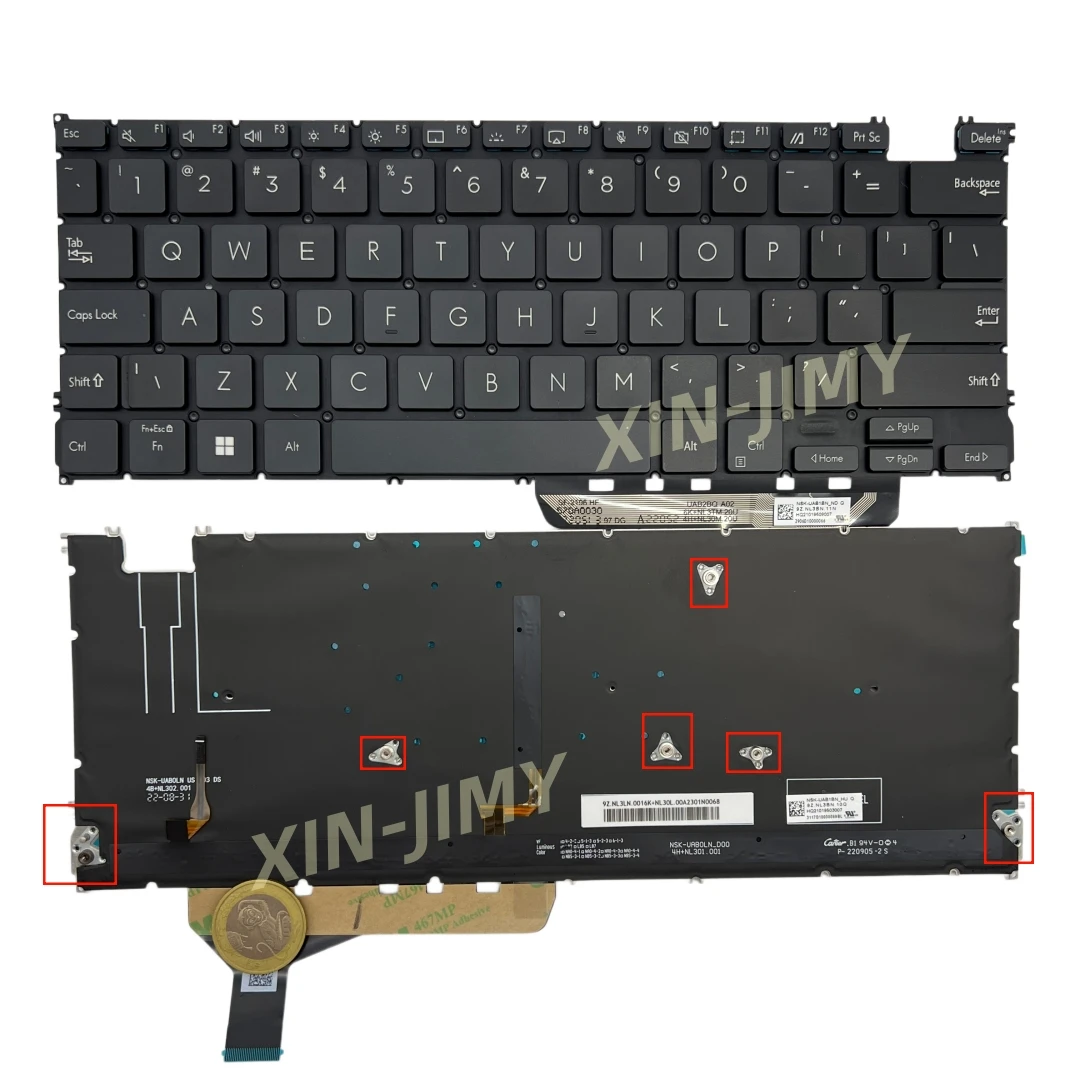 UX3402 US/Russian Backlit Keyboard For ASUS Zenbook 14 OLED  UM5302T UM3402 NSK-UA74LN Notebook