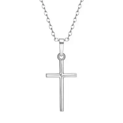 1PCS Fashion Retro Smooth Cross Men's and Women's Necklace Pendant, Suitable for Punk Style Men's and Women's Party Gifts