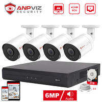 Anpviz 8CH NVR 5MP POE IP Camera System Outdoor CCTV Video Security Surveillance Kit 30m IR Vision IP66 Vehicle detection H.265